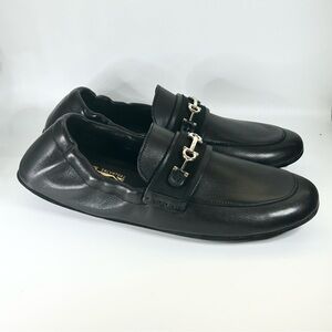 New Salvatore Ferragamo Asture Black Leather Gancini Bit Loafer Mens Size 7